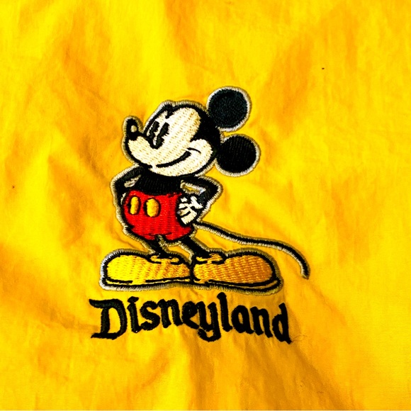 Disneyland Disney Vintage Windbreaker Jacket Size M Yellow Mickey Spellout Hood - Picture 3 of 9